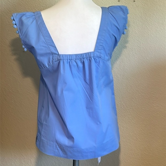 J. CREW SQUARE NECK BLUE SQUARE NECK WITH POM POMS MADE IN INDIA SZ 00 - Picture 2 of 15